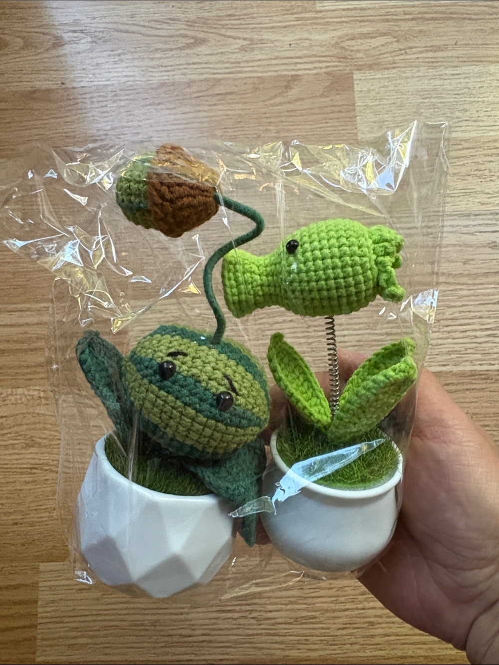 Green Crochet Succulent Small toy plant bs zombies melon and peashooter